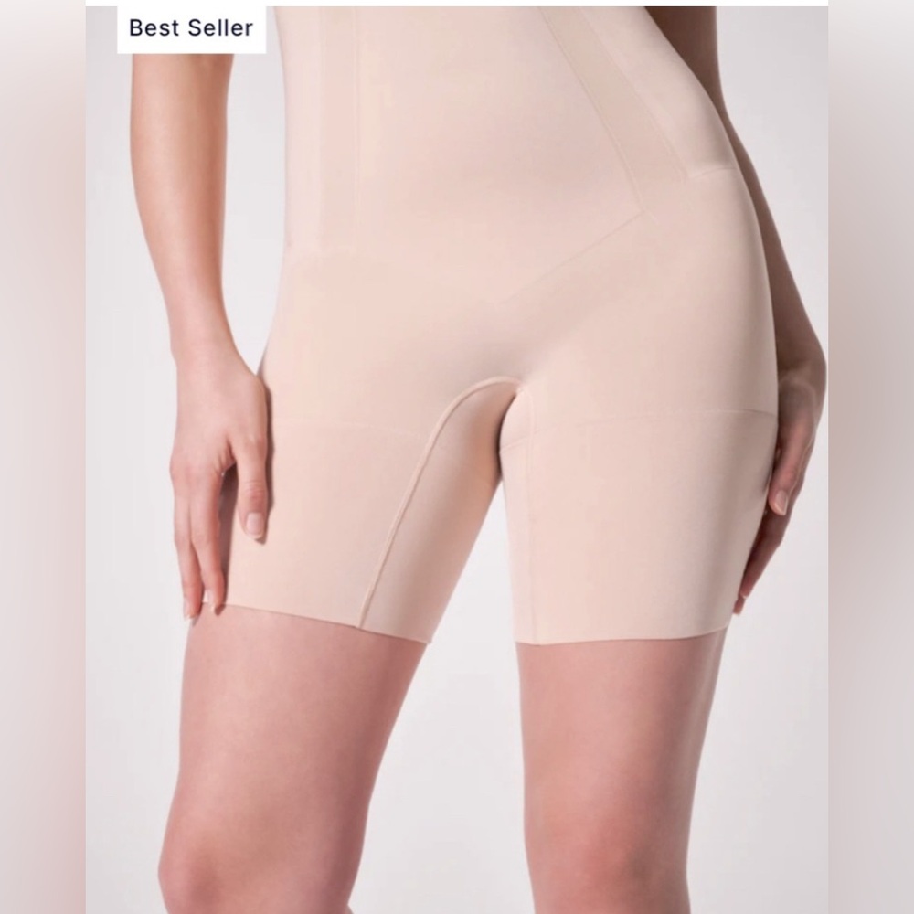 SPANX ONCORE WOMENS SCULPTING MID THIGH SHAPEWEAR SHORTS NUDE SIZE XL